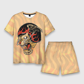 Мужской костюм с шортами 3D с принтом Тигр байкер ,  |  | Тематика изображения на принте: tiger | байкер | в шлеме | восточный тигр | год тигра | кошка | тигр | тигренок | хищник