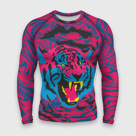 Мужской рашгард 3D с принтом Тигр красочный ,  |  | tiger | восточный тигр | год тигра | кошка | тигр | тигренок | хищник
