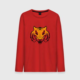 Мужской лонгслив хлопок с принтом Тигр логотип в Курске, 100% хлопок |  | tiger | восточный тигр | год тигра | кошка | тигр | тигренок | хищник