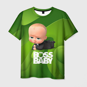 Мужская футболка 3D с принтом Босс молокосос зеленая абстракция в Курске, 100% полиэфир | прямой крой, круглый вырез горловины, длина до линии бедер | 