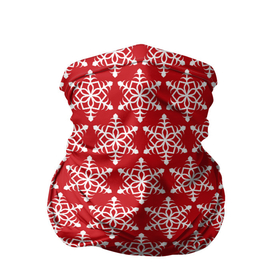 Бандана-труба 3D с принтом Снежинки (белые на красном) мелкий принт в Новосибирске, 100% полиэстер, ткань с особыми свойствами — Activecool | плотность 150‒180 г/м2; хорошо тянется, но сохраняет форму | christmas | new year | snowflakes | зима | зимний | красный | новогодний | новый год | орнамент | паттерн | праздник | праздничный | принт | рождественский | рождество | снег | снежинки | узор