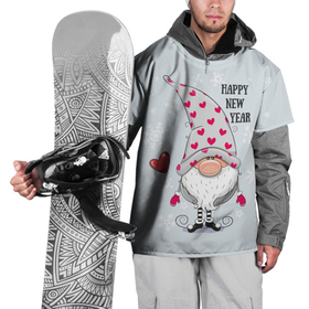 Накидка на куртку 3D с принтом Гном год в Новосибирске, 100% полиэстер |  | Тематика изображения на принте: гном | зима | новый год | праздник | снег