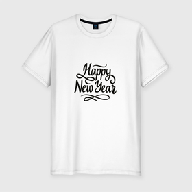 Мужская футболка хлопок Slim с принтом Надпись с Новым годом в Тюмени, 92% хлопок, 8% лайкра | приталенный силуэт, круглый вырез ворота, длина до линии бедра, короткий рукав | 2022 | зима | надпись | новый год | символ года | снег | тигр