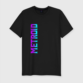 Мужская футболка хлопок Slim с принтом Neon Logo | Metroid Dread в Новосибирске, 92% хлопок, 8% лайкра | приталенный силуэт, круглый вырез ворота, длина до линии бедра, короткий рукав | game | logo | mercurysteam | metroid dread | metroid fusion | neon | игра | компьютерная игра | лого | логотип | метроид дреад | мэтройдо дореддо | неон | эмблема