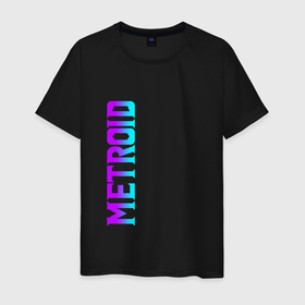 Мужская футболка хлопок с принтом Neon Logo | Metroid Dread в Тюмени, 100% хлопок | прямой крой, круглый вырез горловины, длина до линии бедер, слегка спущенное плечо. | Тематика изображения на принте: game | logo | mercurysteam | metroid dread | metroid fusion | neon | игра | компьютерная игра | лого | логотип | метроид дреад | мэтройдо дореддо | неон | эмблема