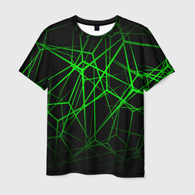 Мужская футболка 3D с принтом ЯДОВИТЫЕ ЛИНИИ | ЗЕЛЕНЫЙ | ГЕОМЕТРИЯ в Тюмени, 100% полиэфир | прямой крой, круглый вырез горловины, длина до линии бедер | Тематика изображения на принте: green | neon | геометрия | зеленый | неон | неоновый | хаос | ядовитые линии | ядовитый