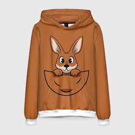 Мужская толстовка 3D с принтом Милый кенгуренок в сумке в Новосибирске, 100% полиэстер | двухслойный капюшон со шнурком для регулировки, мягкие манжеты на рукавах и по низу толстовки, спереди карман-кенгуру с мягким внутренним слоем. | Тематика изображения на принте: animals | australia | baby | bag | cute | ears | eyes | jump | kangaroo | leap | mother | nose | paws | pocket | sack | shadow | tail | австралия | глаза | детеныш | животные | карман | кенгуренок | кенгуру | лапы | мама | мешок | милый | нос | няшный | п