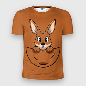 Мужская футболка 3D Slim с принтом Милый кенгуренок в сумке в Новосибирске, 100% полиэстер с улучшенными характеристиками | приталенный силуэт, круглая горловина, широкие плечи, сужается к линии бедра | Тематика изображения на принте: animals | australia | baby | bag | cute | ears | eyes | jump | kangaroo | leap | mother | nose | paws | pocket | sack | shadow | tail | австралия | глаза | детеныш | животные | карман | кенгуренок | кенгуру | лапы | мама | мешок | милый | нос | няшный | п