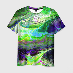 Мужская футболка 3D с принтом ТОКСИЧНЫЕ ОТХОДЫ | НЕОНОВЫЙ ЗАЛИВ в Курске, 100% полиэфир | прямой крой, круглый вырез горловины, длина до линии бедер | neon | жидкость | залив | зеленый | ликвид | море | неон | неоновый | отходы | токсик | токсичный