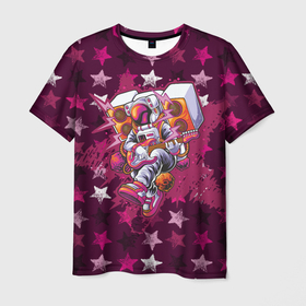 Мужская футболка 3D с принтом Бумбокс в космических звездах в Белгороде, 100% полиэфир | прямой крой, круглый вырез горловины, длина до линии бедер | бумбокс | звезды | космонавт | космос | музыка | музыкальная колонка