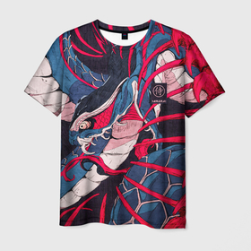 Мужская футболка 3D с принтом Самурай (Якудза, змей, скелет) , 100% полиэфир | прямой крой, круглый вырез горловины, длина до линии бедер | графити | дракон | змей | иероглиф | китай | китайский | самурай | скелет | тату | татуировка | текстура | якудза | япония