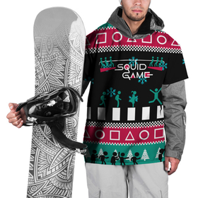 Накидка на куртку 3D с принтом Свитер Кальмара в Тюмени, 100% полиэстер |  | christmas | new year | squid | squid game | зимний | игра в кальмара | кальмар | новогодний | новый год | паттерн кальмар | праздник | праздничный | рождественский | рождественский свитер | рождество