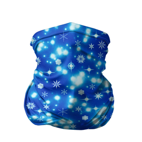 Бандана-труба 3D с принтом Сверкающие снежинки в Новосибирске, 100% полиэстер, ткань с особыми свойствами — Activecool | плотность 150‒180 г/м2; хорошо тянется, но сохраняет форму | blue | christmas | cold | ice | new year | snow | snowflakes | stars | winter | блеск | звезды | зима | зимний орнамент | иней | космические снежинки | кристаллы | лед | мороз | новогодний узор | новый год | подарок | рождество