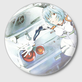 Значок с принтом Rei Ayanami | Evangelion в Кировске,  металл | круглая форма, металлическая застежка в виде булавки | 