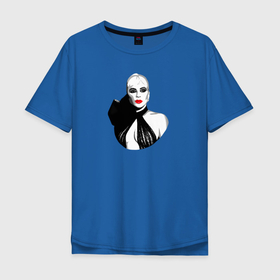 Мужская футболка хлопок Oversize с принтом Портрет Гаги в Курске, 100% хлопок | свободный крой, круглый ворот, “спинка” длиннее передней части | актриса | бюст | губы | девушка | певица