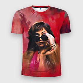 Мужская футболка 3D Slim с принтом Очки Gaga в Санкт-Петербурге, 100% полиэстер с улучшенными характеристиками | приталенный силуэт, круглая горловина, широкие плечи, сужается к линии бедра | взгляд | голова | лицо | очки | портрет