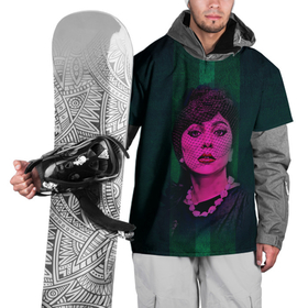 Накидка на куртку 3D с принтом Постер Gaga в Курске, 100% полиэстер |  | голова | лицо | певица | полоса | портрет