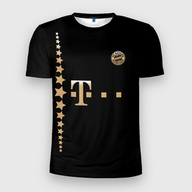 Мужская футболка 3D Slim с принтом Bayern Lewandowski Black Theme в Тюмени, 100% полиэстер с улучшенными характеристиками | приталенный силуэт, круглая горловина, широкие плечи, сужается к линии бедра | bavaria | bayern | lewandowski | бавария | германия | левандовски | лига чемпионов | мюнхен | польша | футбол