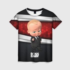 Женская футболка 3D с принтом Boss kid в Новосибирске, 100% полиэфир ( синтетическое хлопкоподобное полотно) | прямой крой, круглый вырез горловины, длина до линии бедер | baby | boss | boss baby | босс | босс молокосос | маленький босс | малыш | мальчик | молокосос | ребенок