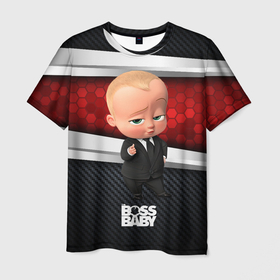 Мужская футболка 3D с принтом BOSS 3D BLACK  RED в Новосибирске, 100% полиэфир | прямой крой, круглый вырез горловины, длина до линии бедер | baby | boss | boss baby | босс | босс молокосос | маленький босс | малыш | мальчик | молокосос | ребенок