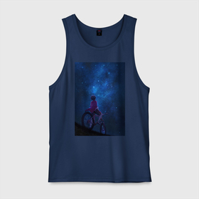 Мужская майка хлопок с принтом Взгляд на небо в Курске, 100% хлопок |  | Тематика изображения на принте: в топе | в тренде | велосипед | звезды | космос | небо | романтика | синий