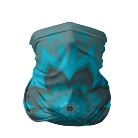 Бандана-труба 3D с принтом Абстрактный цветок. Бирюзово серый. в Новосибирске, 100% полиэстер, ткань с особыми свойствами — Activecool | плотность 150‒180 г/м2; хорошо тянется, но сохраняет форму | abstraction | blue | flower | fractal | turquoise | абстракция | бирюзовый | фрактал | цветок