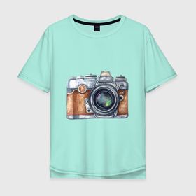Мужская футболка хлопок Oversize с принтом Ретро фотокамера в Петрозаводске, 100% хлопок | свободный крой, круглый ворот, “спинка” длиннее передней части | камера | ретро | фото | фотоаппарат | фотограф