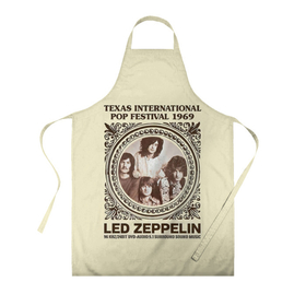 Фартук 3D с принтом Led Zeppelin   Texas International Pop Festival 1969 в Кировске, 100% полиэстер | общий размер — 65 х 85 см, ширина нагрудника — 26 см, горловина — 53 см, длина завязок — 54 см, общий обхват в поясе — 173 см. Принт на завязках и на горловине наносится с двух сторон, на основной части фартука — только с внешней стороны | led | led zep | led zeppelin | ledzep | lz | zoso | альбом | джимми пейдж | джон генри бонэм | джон пол джонс | зосо | лед зепелен | лед зеппелин | ледзепелен | ледзеппелин | роберт плант | рок группа