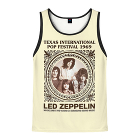 Мужская майка 3D с принтом Led Zeppelin   Texas International Pop Festival 1969 в Белгороде, 100% полиэстер | круглая горловина, приталенный силуэт, длина до линии бедра. Пройма и горловина окантованы тонкой бейкой | Тематика изображения на принте: led | led zep | led zeppelin | ledzep | lz | zoso | альбом | джимми пейдж | джон генри бонэм | джон пол джонс | зосо | лед зепелен | лед зеппелин | ледзепелен | ледзеппелин | роберт плант | рок группа