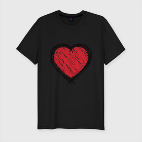 Мужская футболка хлопок Slim с принтом Doodle Heart в Белгороде, 92% хлопок, 8% лайкра | приталенный силуэт, круглый вырез ворота, длина до линии бедра, короткий рукав | граффити | карандаш | любовь | набросок | рисунок | сердце | эских