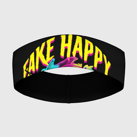 Повязка на голову 3D с принтом Fake Happy Фальшивое счастье в Санкт-Петербурге,  |  | fake happy | happy | пестрый дым | фальшивое счастье | череп