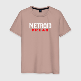 Мужская футболка хлопок с принтом Metroid Dread Логотип в Белгороде, 100% хлопок | прямой крой, круглый вырез горловины, длина до линии бедер, слегка спущенное плечо. | aran | dread | mercurysteam | metroid | nintendo | samus | samus aran | самус аран
