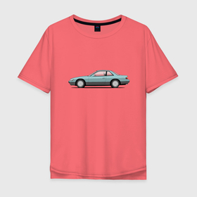 Мужская футболка хлопок Oversize с принтом Nissan Silvia S13 art в Новосибирске, 100% хлопок | свободный крой, круглый ворот, “спинка” длиннее передней части | Тематика изображения на принте: nissan | nissansilvia | silvia | silvias13 | нисан | ниссан | сильвия