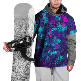 Накидка на куртку 3D с принтом Неоновые снежинки в Санкт-Петербурге, 100% полиэстер |  | Тематика изображения на принте: неон | новогодний | новый год | паттерн | рождество | снег | снежинки | узор