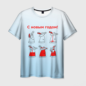 Мужская футболка 3D с принтом Дед Мороз пьет красное в Кировске, 100% полиэфир | прямой крой, круглый вырез горловины, длина до линии бедер | дед мороз | дед пьет красное | дедушка мороз | красное | напиток | новый год | праздник | прикол про новый год | рождество