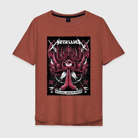 Мужская футболка хлопок Oversize с принтом Metallica   Royal Arena Denmark в Новосибирске, 100% хлопок | свободный крой, круглый ворот, “спинка” длиннее передней части | eye | group | metallica | music | rock | thrash metal | глаз | группа | металлика | музыка | рок