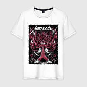 Мужская футболка хлопок с принтом Metallica   Royal Arena Denmark в Екатеринбурге, 100% хлопок | прямой крой, круглый вырез горловины, длина до линии бедер, слегка спущенное плечо. | eye | group | metallica | music | rock | thrash metal | глаз | группа | металлика | музыка | рок