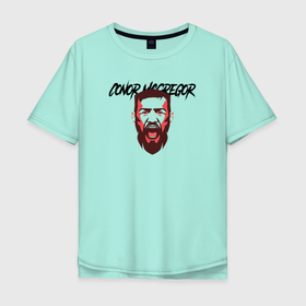 Мужская футболка хлопок Oversize с принтом Conor M в Белгороде, 100% хлопок | свободный крой, круглый ворот, “спинка” длиннее передней части | mcgregor | боец | голова | крик | лицо | надпись