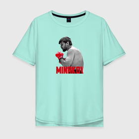 Мужская футболка хлопок Oversize с принтом Минаков , 100% хлопок | свободный крой, круглый ворот, “спинка” длиннее передней части | minakov | боец | мужчина | надпись | фигура