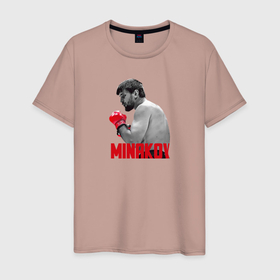 Мужская футболка хлопок с принтом Минаков в Петрозаводске, 100% хлопок | прямой крой, круглый вырез горловины, длина до линии бедер, слегка спущенное плечо. | minakov | боец | мужчина | надпись | фигура