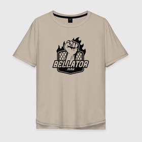 Мужская футболка хлопок Oversize с принтом Лига Bellator в Санкт-Петербурге, 100% хлопок | свободный крой, круглый ворот, “спинка” длиннее передней части | bellator | лига | надпись | название | рука | сетка