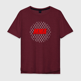 Мужская футболка хлопок Oversize с принтом ММА сетка в Петрозаводске, 100% хлопок | свободный крой, круглый ворот, “спинка” длиннее передней части | бои | лига | мма | надпись | название | сетка