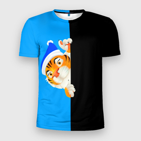 Мужская футболка 3D спортивная с принтом новый год | 2022 тигр в Новосибирске, 100% полиэстер с улучшенными характеристиками | приталенный силуэт, круглая горловина, широкие плечи, сужается к линии бедра | 2022 | merry christmas | год тигра | нг | новогодний тигр | новогодняя символика | новый год | рождество | символ 2022 года | снежинки | тигр