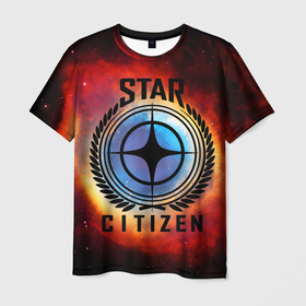 Мужская футболка 3D с принтом Star Citizen   Squadron 42 в Тюмени, 100% полиэфир | прямой крой, круглый вырез горловины, длина до линии бедер | squadron 42 | star citizen | галактика | игры | космического симулятора | космос