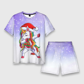 Мужской костюм с шортами 3D с принтом Xmas Unicorn Dabbing   Рождественский Единорог Даб в Курске,  |  | christmas | dabbing | santa | unicorn | даббинг | дед мороз | единорог | зима | новый год | радуга | радужный | рождество | санта | снег | снежинка | юникорн