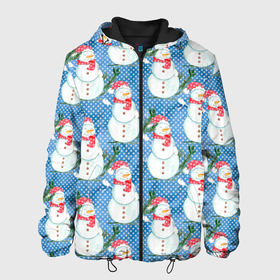 Мужская куртка 3D с принтом Много снеговиков в Екатеринбурге, ткань верха — 100% полиэстер, подклад — флис | прямой крой, подол и капюшон оформлены резинкой с фиксаторами, два кармана без застежек по бокам, один большой потайной карман на груди. Карман на груди застегивается на липучку | Тематика изображения на принте: 2022 | год тигра | новый год | новый год 2022 | символ года | тигр | тигренок | тигрица | тигры