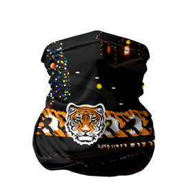 Бандана-труба 3D с принтом Ночной новогодний город 2022 год тигра в Тюмени, 100% полиэстер, ткань с особыми свойствами — Activecool | плотность 150‒180 г/м2; хорошо тянется, но сохраняет форму | Тематика изображения на принте: 2022 | год тигра | новый год | новый год 2022 | символ года | тигр | тигренок | тигрица | тигры