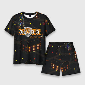 Мужской костюм с шортами 3D с принтом Ночной новогодний город 2022 год тигра ,  |  | 2022 | год тигра | новый год | новый год 2022 | символ года | тигр | тигренок | тигрица | тигры