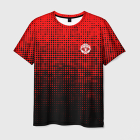 Мужская футболка 3D с принтом MU red black в Тюмени, 100% полиэфир | прямой крой, круглый вырез горловины, длина до линии бедер | manchester | manchester united | mu | old trafford | red devils | англия | апл | красные дьяволы | манчестер | манчестер юнайтед | премьер лига | роналду | футбол