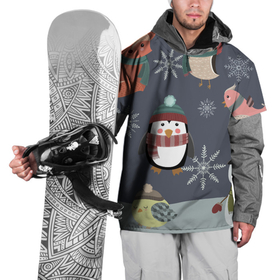 Накидка на куртку 3D с принтом НОВОГОДНИЙ ПАТТЕРН ЖИВОТНЫЕ , 100% полиэстер |  | Тематика изображения на принте: животные | зима | лес | новый год | олени | праздник | рождество | снег | снеговик | снежинки | сова